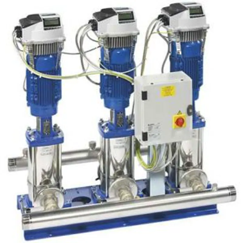 מתקן הגברת לחץ  HYDROVAR עם שלש משאבות רבדרגתיות ומשנה תדרים על כל משאבה LOWARA  סדרה GHV30